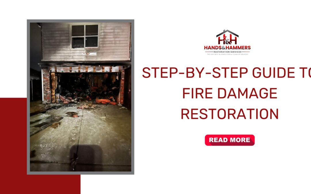 An image of a fire-damaged garage with burnt debris, overlaid by the blog title and a "Read More" button.